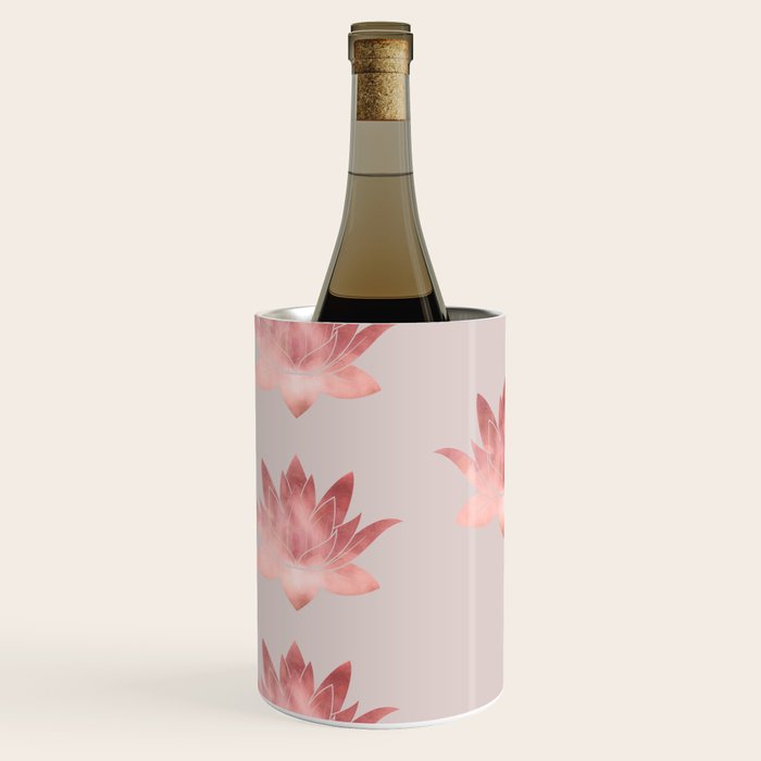 Pink Lotus Flower | Watercolor Texture Wine Chiller Gallery Image 3