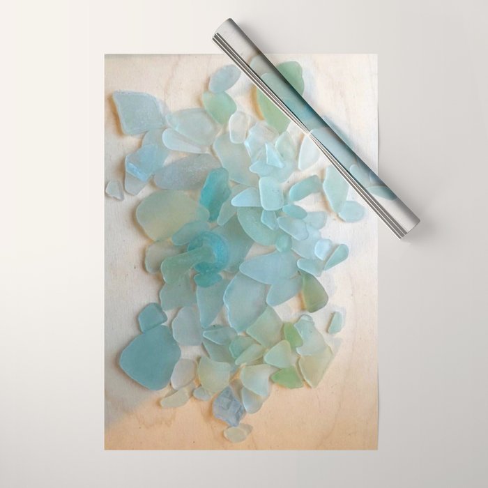 Ocean Hue Sea Glass Wrapping Paper Gallery Image 1
