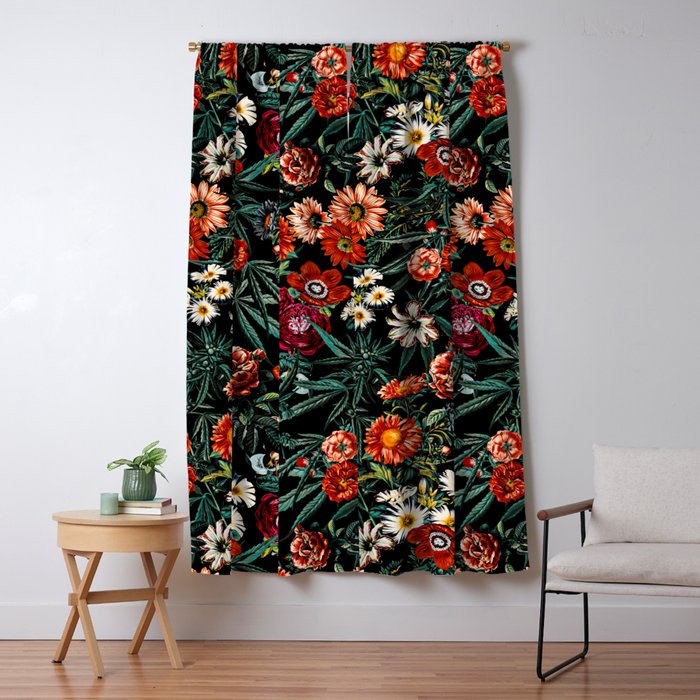 Marijuana and Floral Pattern Window Curtain Gallery Image 5