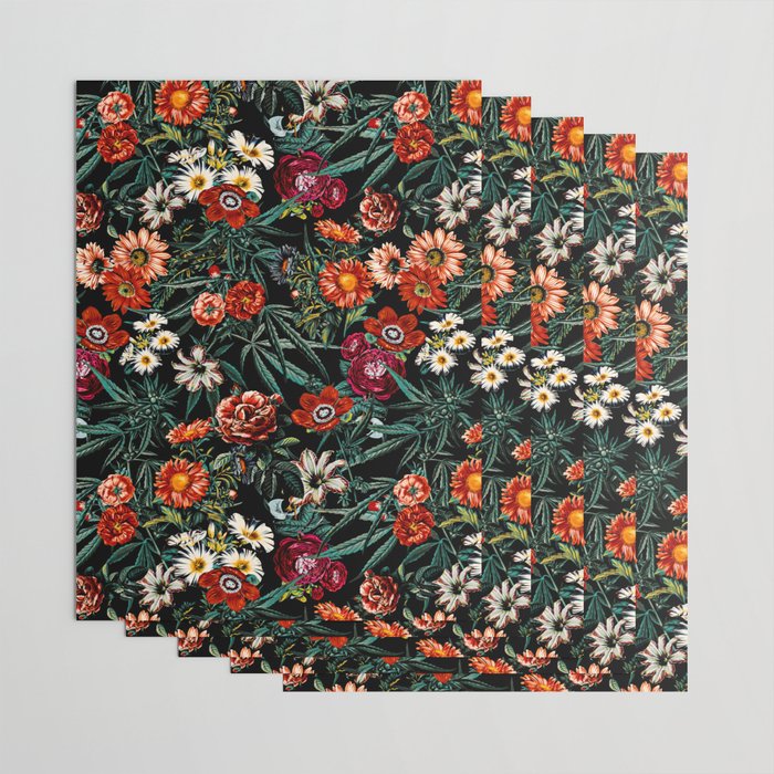 Marijuana and Floral Pattern Wrapping Paper Gallery Image 3