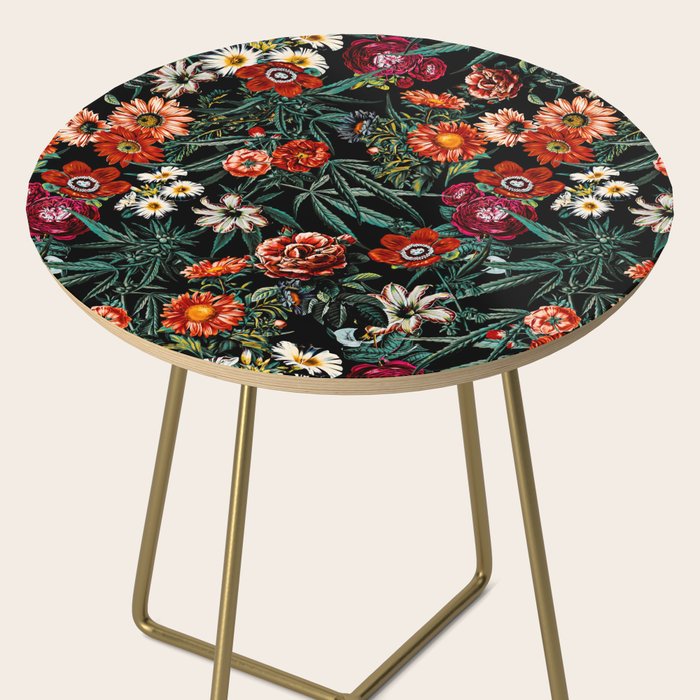 Marijuana and Floral Pattern Side Table Gallery Image 2