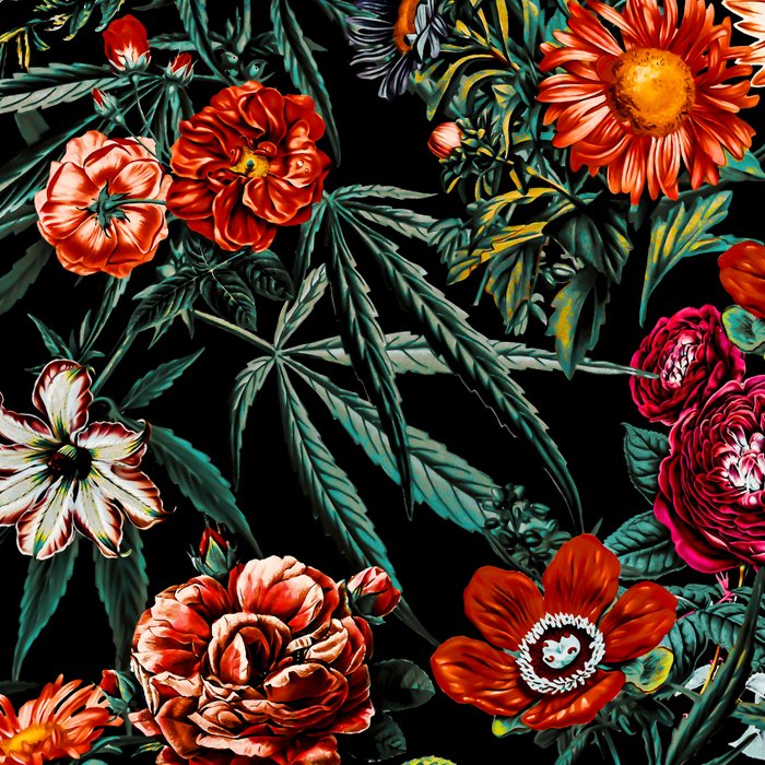 Marijuana and Floral Pattern Coffee Mug Gallery Image 2