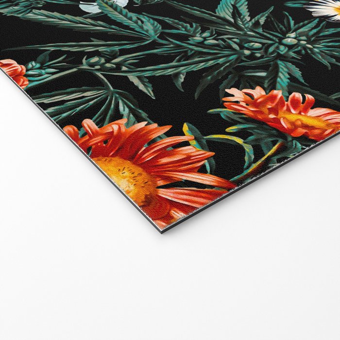 Marijuana and Floral Pattern Welcome Mat Gallery Image 2