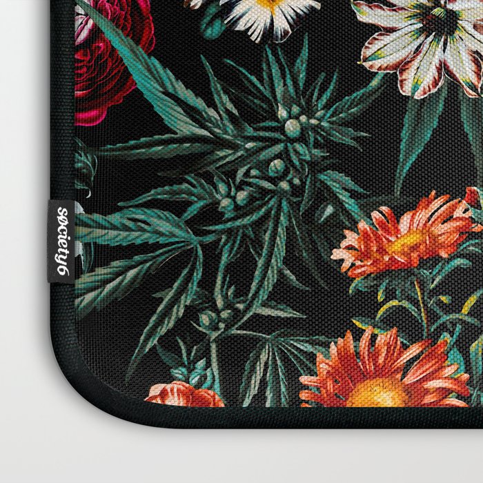 Marijuana and Floral Pattern Laptop Sleeve Gallery Image 3
