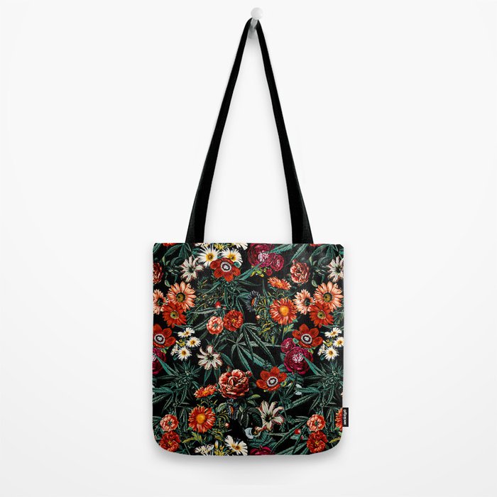 Marijuana and Floral Pattern Tote Bag Gallery Image 2