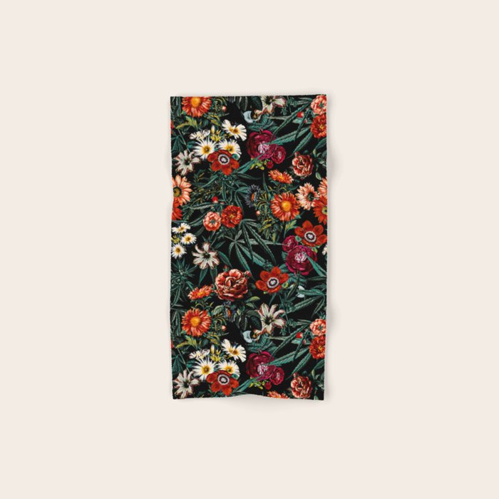 Marijuana and Floral Pattern Bath Towel Gallery Image 1