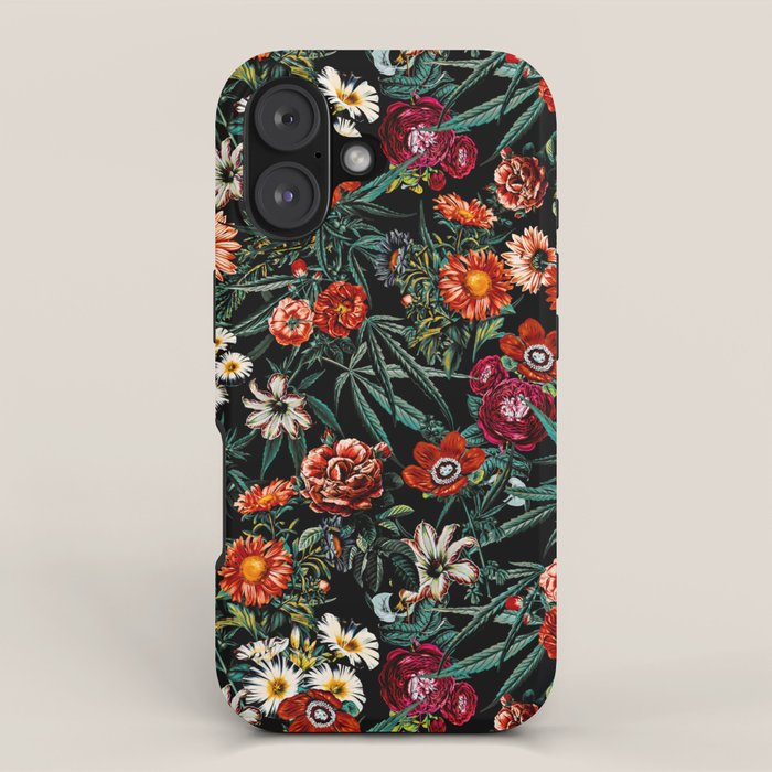 Marijuana and Floral Pattern iPhone Case Gallery Image 1