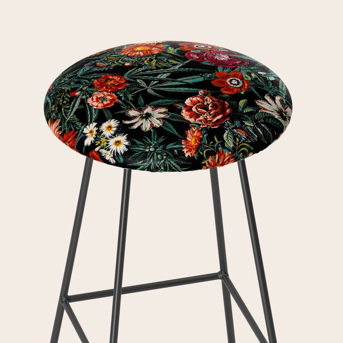 Marijuana and Floral Pattern Stool Gallery Image 2