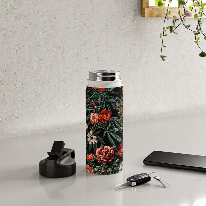 Marijuana and Floral Pattern Water Bottle Gallery Image 4
