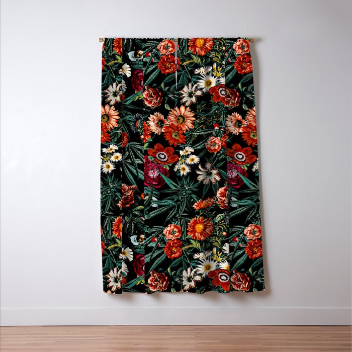 Marijuana and Floral Pattern Window Curtain Gallery Image 3