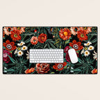 Marijuana and Floral Pattern Desk Mat Gallery Image 1