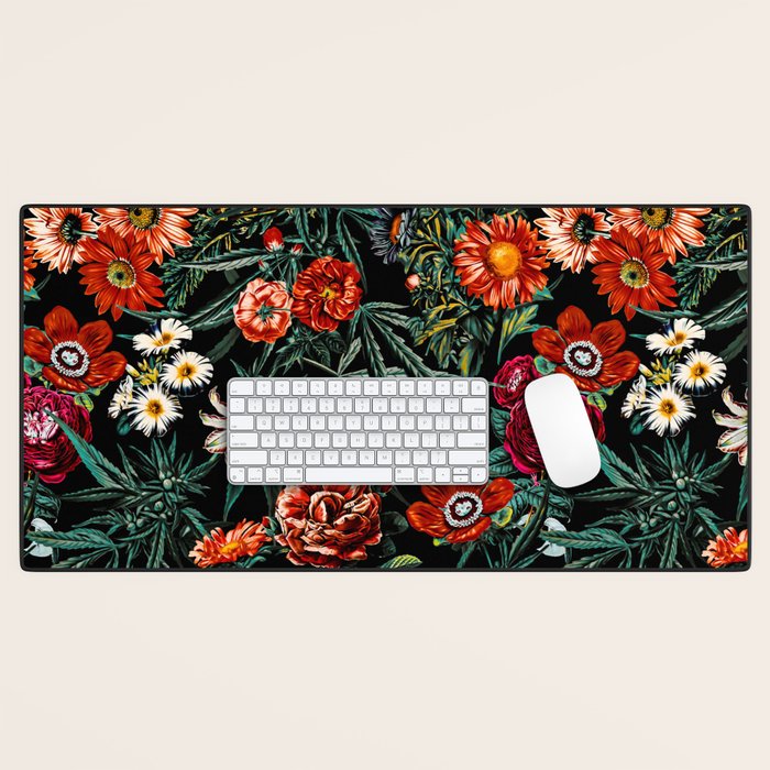 Marijuana and Floral Pattern Desk Mat Gallery Image 1