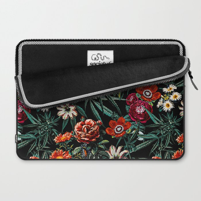 Marijuana and Floral Pattern Laptop Sleeve Gallery Image 2