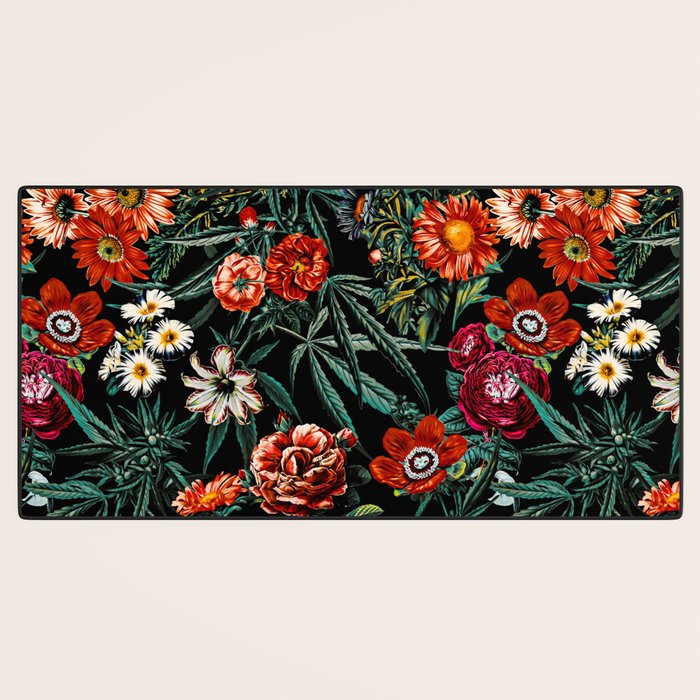 Marijuana and Floral Pattern Desk Mat Gallery Image 3