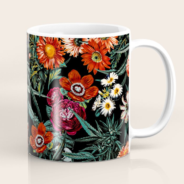 Marijuana and Floral Pattern Coffee Mug Gallery Image 1