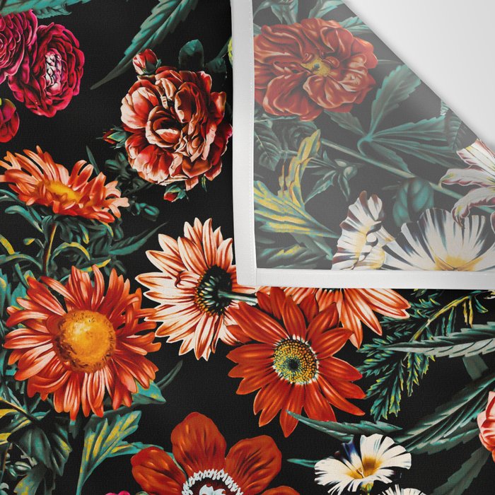 Marijuana and Floral Pattern Wall Tapestry Gallery Image 3