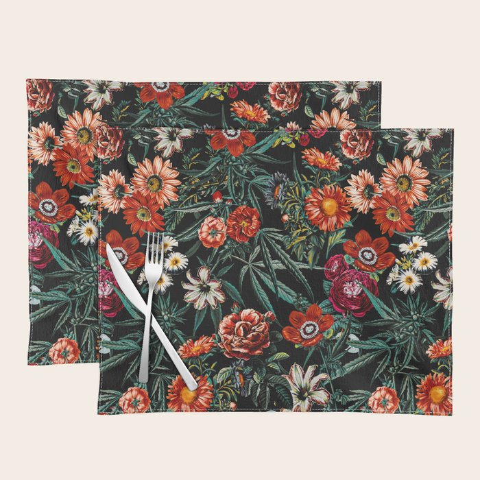 Marijuana and Floral Pattern Placemat Gallery Image 1