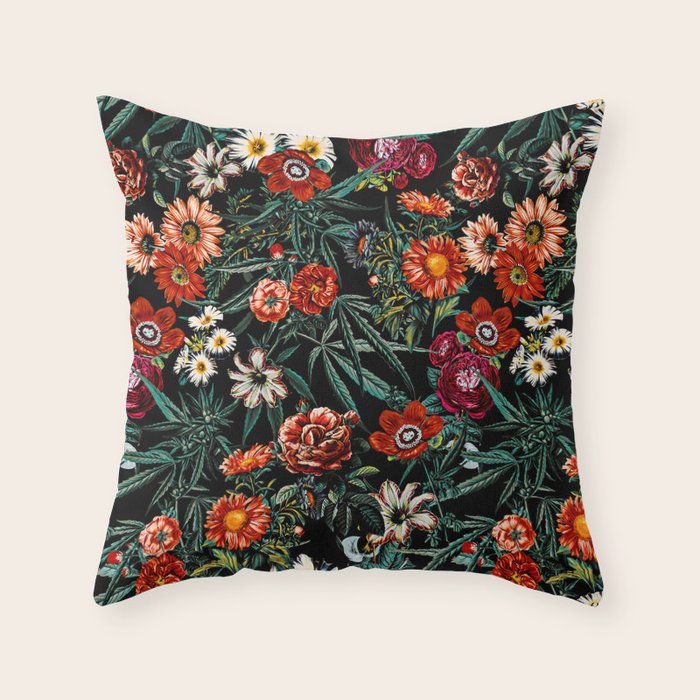Marijuana and Floral Pattern Throw Pillow Gallery Image 6