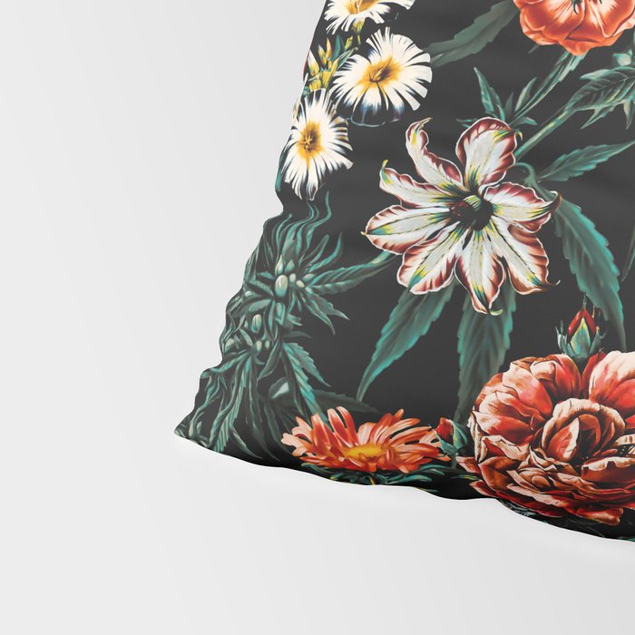 Marijuana and Floral Pattern Pillow Sham Gallery Image 4