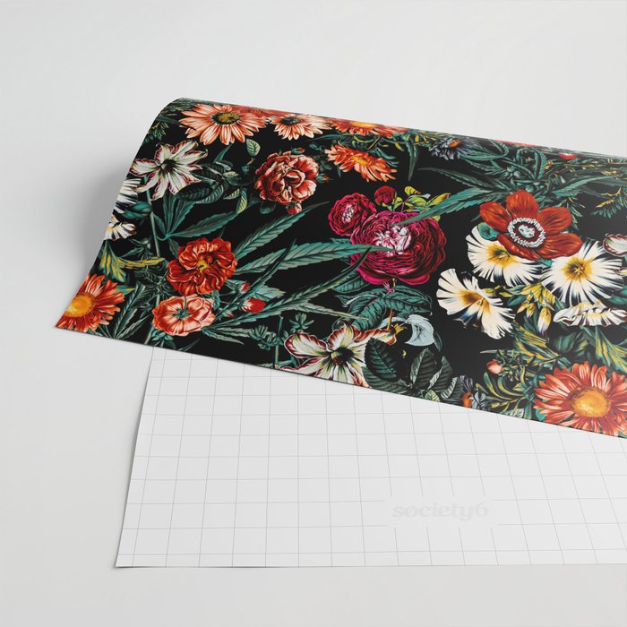 Marijuana and Floral Pattern Wrapping Paper Gallery Image 2