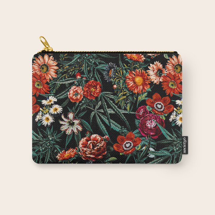 Marijuana and Floral Pattern Carry All Pouch Gallery Image 1