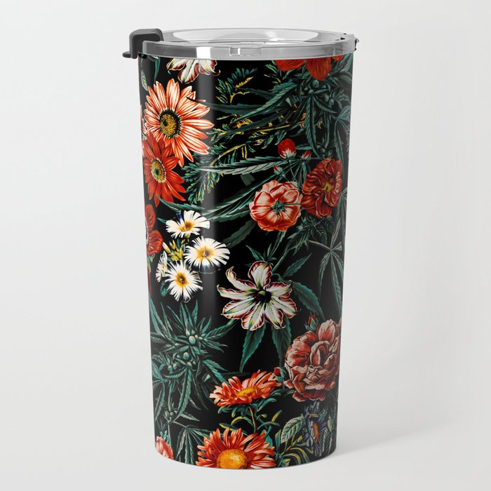 Marijuana and Floral Pattern Travel Mug Gallery Image 3