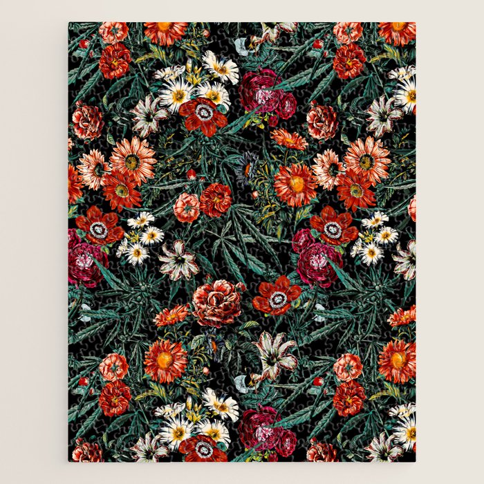 Marijuana and Floral Pattern Jigsaw Puzzle Gallery Image 1