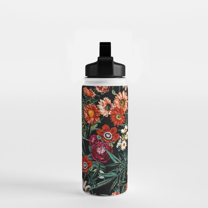 Marijuana and Floral Pattern Water Bottle Gallery Image 2