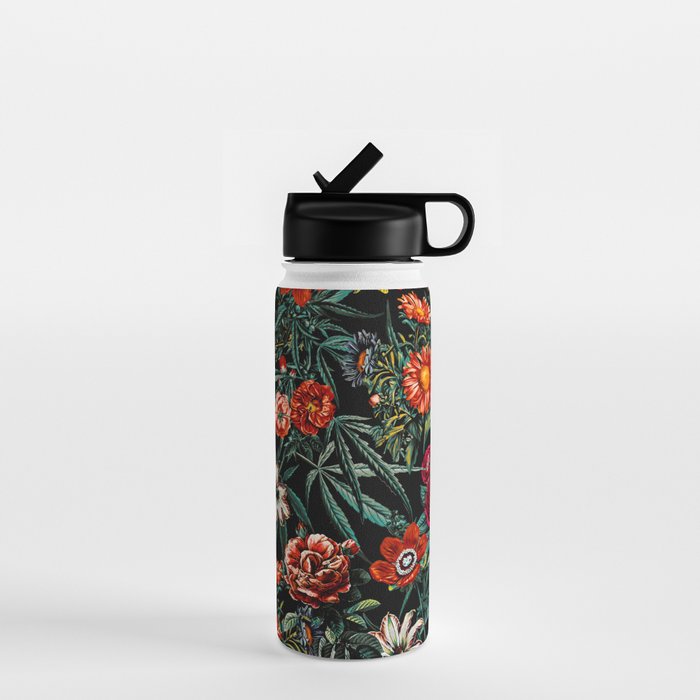 Marijuana and Floral Pattern Water Bottle Gallery Image 1