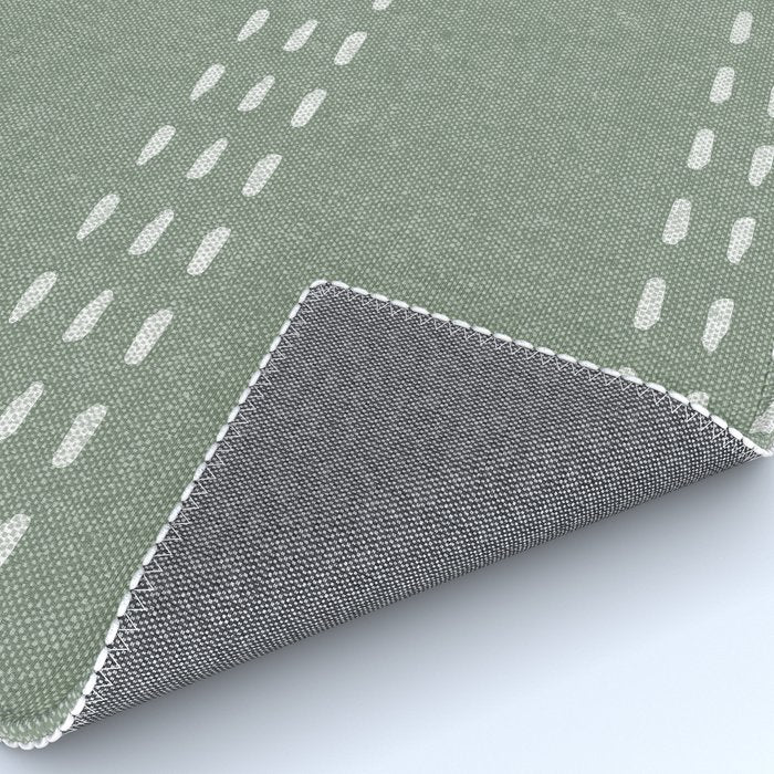boho vertical stitch - sage Rug Gallery Image 4