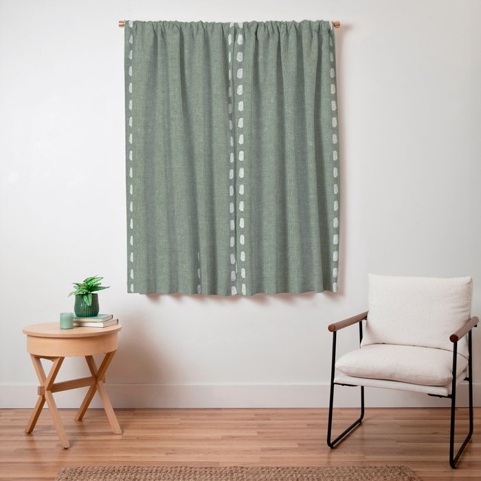 boho vertical stitch - sage Window Curtain Gallery Image 3