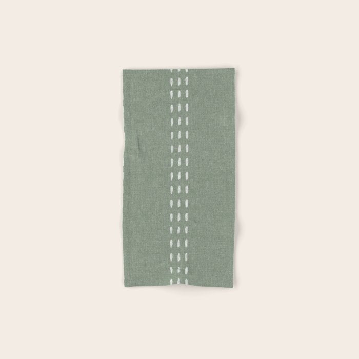 boho vertical stitch - sage Bath Towel Gallery Image 1