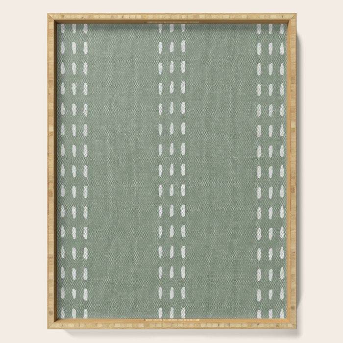 boho vertical stitch - sage Serving Tray Gallery Image 1