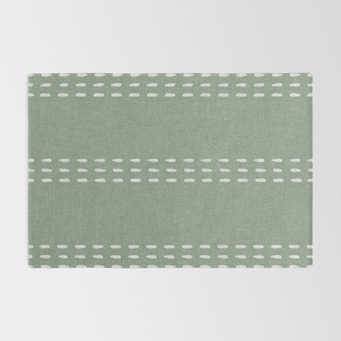 boho vertical stitch - sage Rug Gallery Image 2