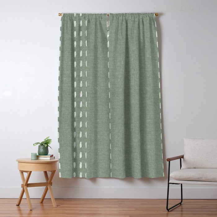 boho vertical stitch - sage Window Curtain Gallery Image 5