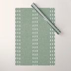 boho vertical stitch - sage Wrapping Paper Gallery Image 1
