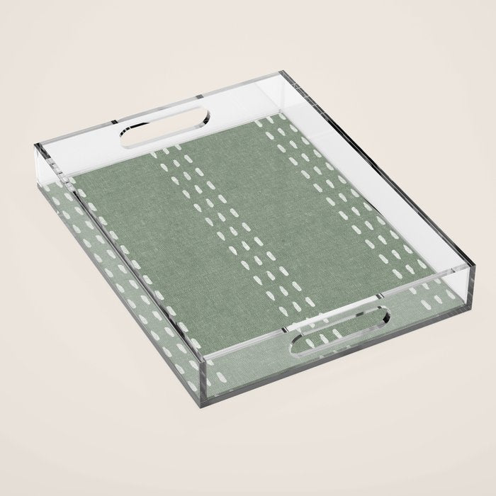 boho vertical stitch - sage Acrylic Tray Gallery Image 1