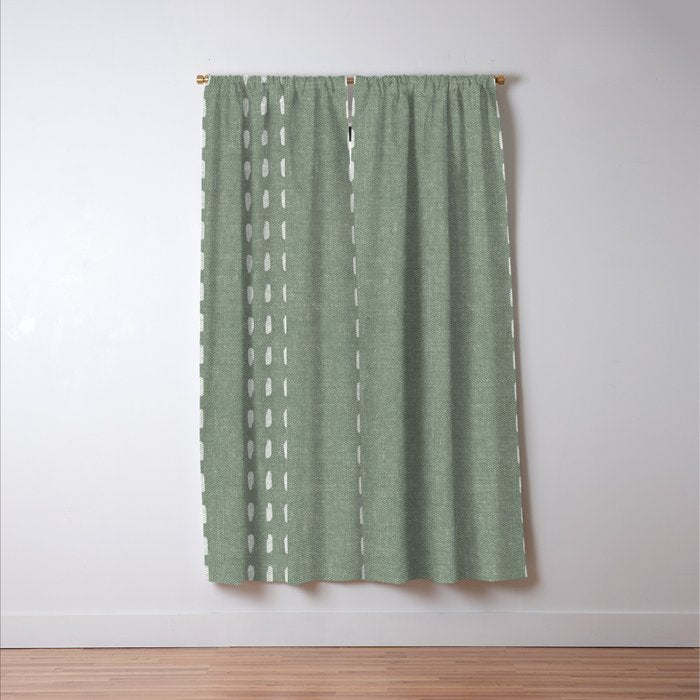 boho vertical stitch - sage Window Curtain Gallery Image 3