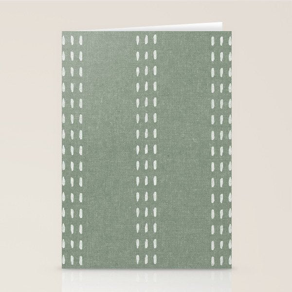 boho vertical stitch - sage Stationery Card Gallery Image 2