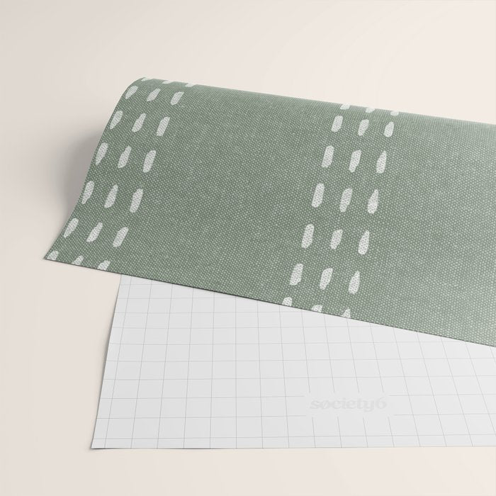 boho vertical stitch - sage Wrapping Paper Gallery Image 2