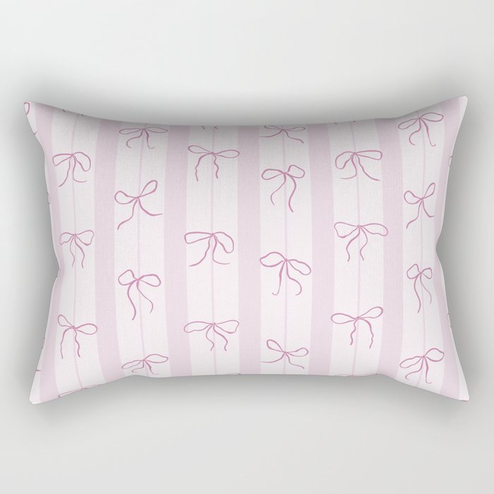 Coquette pink bows on a vertical stripes background Rectangular Pillow Gallery Image 2