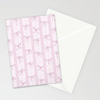 Coquette pink bows on a vertical stripes background Stationery Card Gallery Image 2