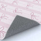 Coquette pink bows on a vertical stripes background Rug Gallery Image 4