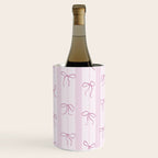 Coquette pink bows on a vertical stripes background Wine Chiller Gallery Image 1
