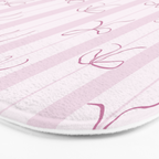 Coquette pink bows on a vertical stripes background Bath Mat Gallery Image 3