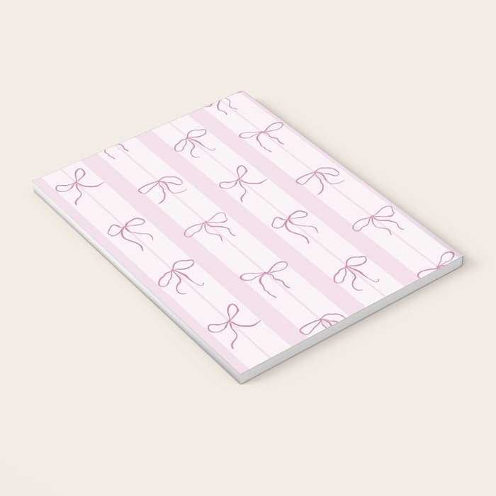 Coquette pink bows on a vertical stripes background Notebook Gallery Image 3