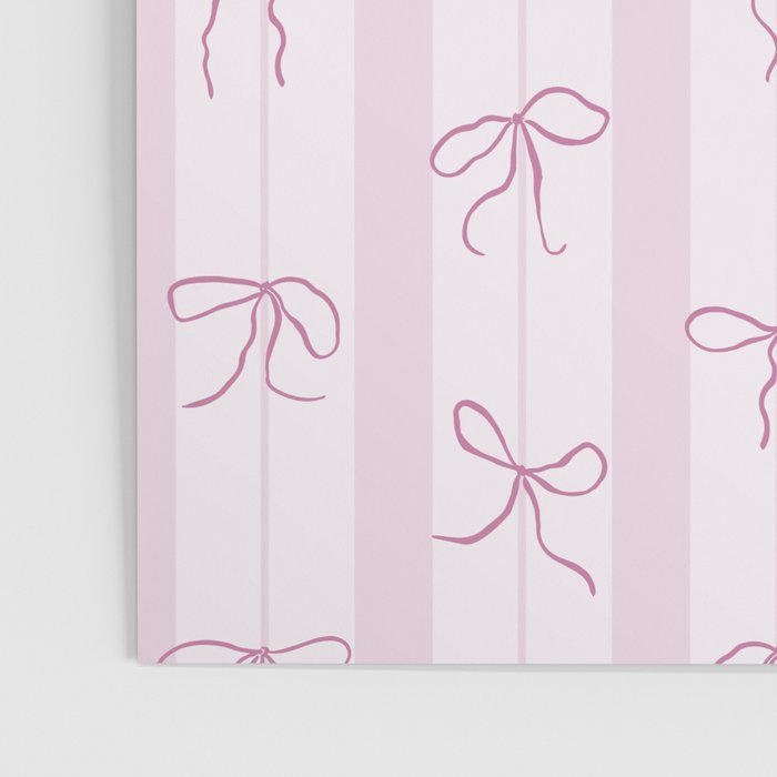 Coquette pink bows on a vertical stripes background Poster Gallery Image 3