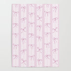 Coquette pink bows on a vertical stripes background Poster Gallery Image 4