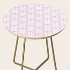 Coquette pink bows on a vertical stripes background Side Table Gallery Image 2