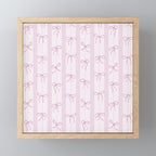 Coquette pink bows on a vertical stripes background Mini Art Print Gallery Image 1